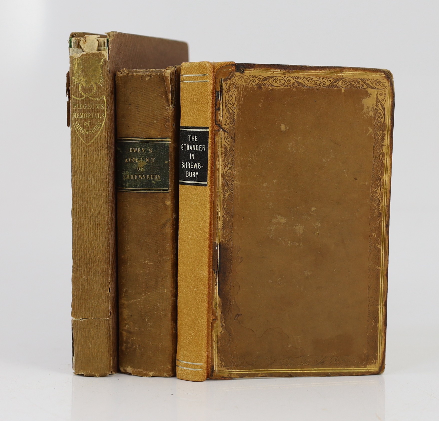 SALOP: The Stranger in Shrewsbury...large folded pictorial plan and 4 plates, subscribers list; contemp. calf (rebacked), marbled edges. Shrewsbury, (1816); (? Owen, H.) Some Account of the Ancient and Present State of S